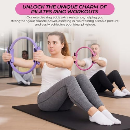 Seenelling 18 Pcs Pilates Ring and Ball Bulk Home Pilate Kit - color: Pink, Purple