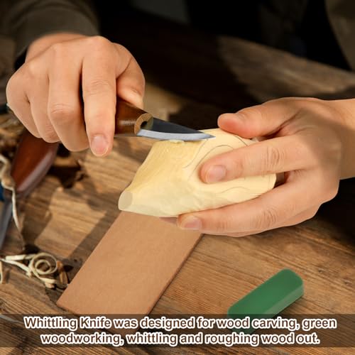 Wood Carving Knife With Leather Strop and Polishing Compound,Whittling Knife,Wood Carving Tools for Beginners,Adults and Kids Whittling Tools (Sloyd Carving Knife) - style: Sloyd Carving Knife