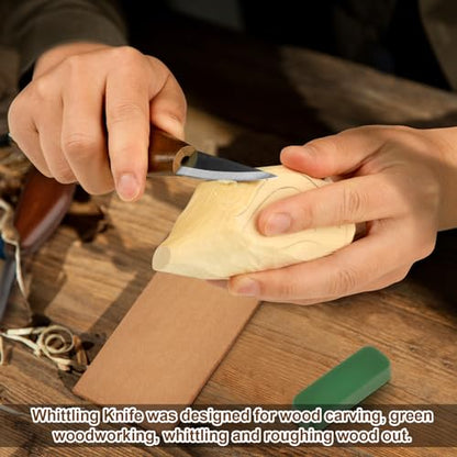 Wood Carving Knife With Leather Strop and Polishing Compound,Whittling Knife,Wood Carving Tools for Beginners,Adults and Kids Whittling Tools (Sloyd Carving Knife) - style: Sloyd Carving Knife