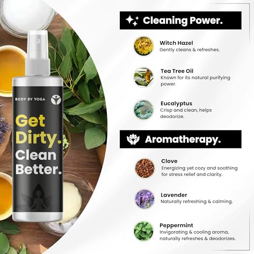 Yoga Mat Cleaner Spray – Spa-Like Scent | Eco-Friendly Formula | Neutralizes Sweat & Odor | Helps Protect Your Mat | 8 oz | Plant-Based, Made in USA | Body By Yoga