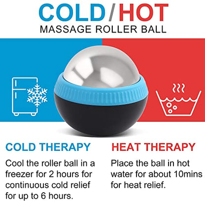 Cryosphere Massage Roller Ball for Body Muscle Relief, Set of 2 | Cold Roller Massager for Back, Neck, Deep Tissue, Foot Plantar Fasciitis, Myofascial Release, Ice Therapy Ball