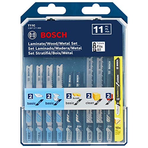 Bosch T11C 11 pc. Laminate/Wood/Metal T-Shank Jig Saw Blade Set - size: 11 pack