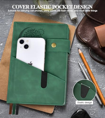 PAIBAS Blank Journal Notebook, A5 Hardcover Leather Sketchbook with 200 Pages Thick Blank Paper for Men Women, Unlined Drawing & Writing Journal, 5.9" x 8.4" Plain Notebook (green) - color: Green, size: Blank Page