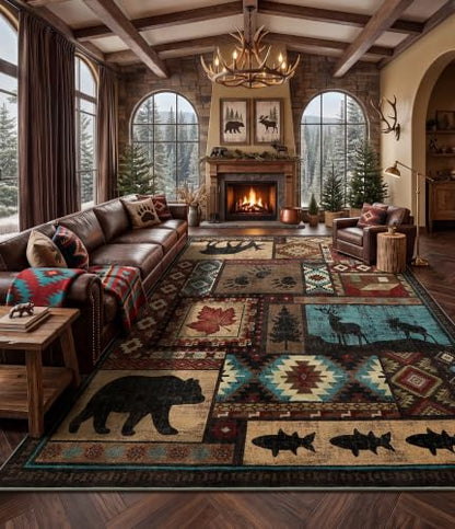 YIHOUSE 10x14 Rustic Cabin Area Rugs for Living Room, Brown - color: Brown, size: 10' x 14' (Rectangular)