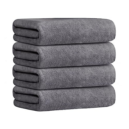 JML Microfiber Bath Towel Set, 27" x 55", 4 Pack, Grey - color: Grey, size: 4 Pack-27" x 55"