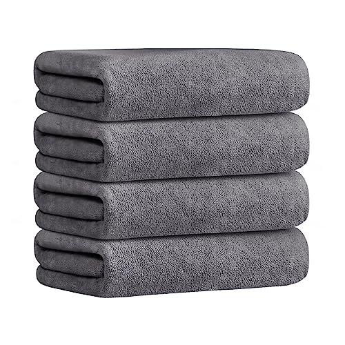 JML Microfiber Bath Towel Set, 27" x 55", 4 Pack, Grey - color: Grey, size: 4 Pack-27" x 55"