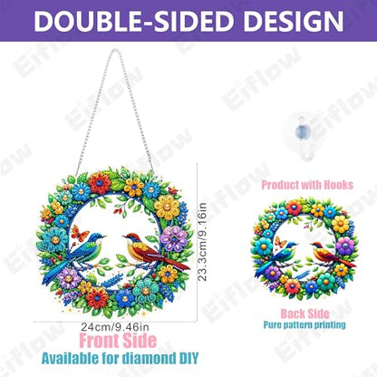 Eiflow Acrylic Diamond Art Hanging Kit for Adults, DIY Diamonds Painting Door Hanger Board Kit, Special Crystal Diamond Art Painting Pendant Ornament (Wreath) - color: Wreath