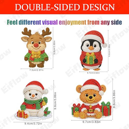 Eiflow 4PCS Tabletop Diamond Art Kit for Adults Christmas, DIY Desktop Diamond Art Painting Ornament with Stand, Acrylic Stand Up Gem Painting Board Kit - color: Christmas Doll