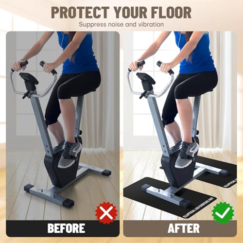 Under Desk Elliptical Mat - Non-Slip Exercise Equipment for Peloton Bike, Small Exercise Mat for Desk Workout Equipment - color: Black 2
