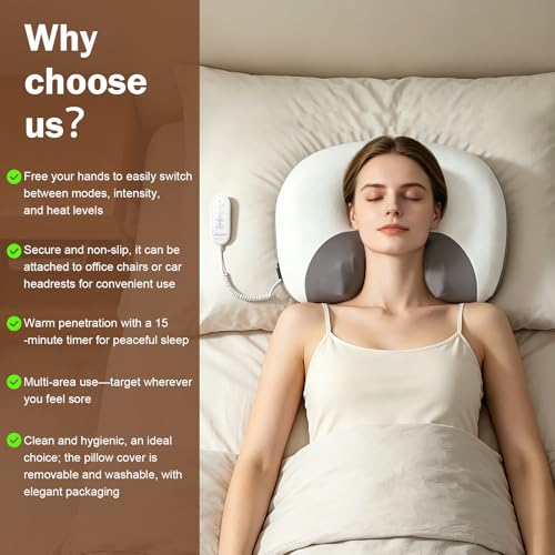 Futurebatt Neck Massager Pillow with Active Cervical Stretching, 3D Rolling Shiatsu Massage & Heat, Neck and Shoulder Massager for Desk Workers, Cervical Relief Pillow for Home and Office