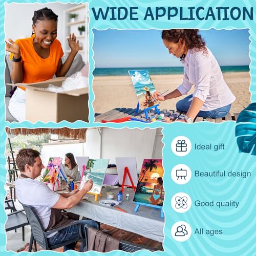 Blosssound 10 Set Pre Printed Canvas Pre Drawn Canvas Painting with Easel Kits 5" x 7" Outline Painting Panels for Beginners, DIY Craft Project, Party Favor, Home Decors(Hawaii Women) - style: Hawaii Women