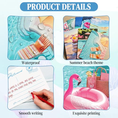 64Pcs Coastal Room Decor, Summer Beach Blue Postcards for Mailing, Beachy Posters Wall Decor for Teen Girls Dorm Bedroom, Beach Photo Collage Kit Blue Ocean Decor, 4x6 - color: Summer Beach