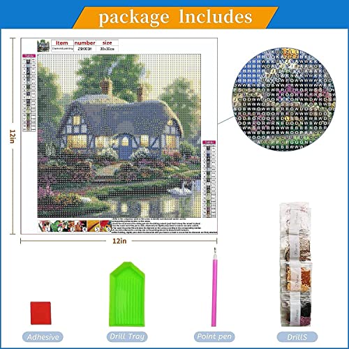 Landscape Diamond Art Kits for Adults: Country Diamond Painting Cottage DIY 5d Diamond Painting Kit Full Drill Landscape Adults' Paint-by-Number Kits Diamond Art Pictures 12 x 12 Inch - color: ZSH-3H, size: landscape