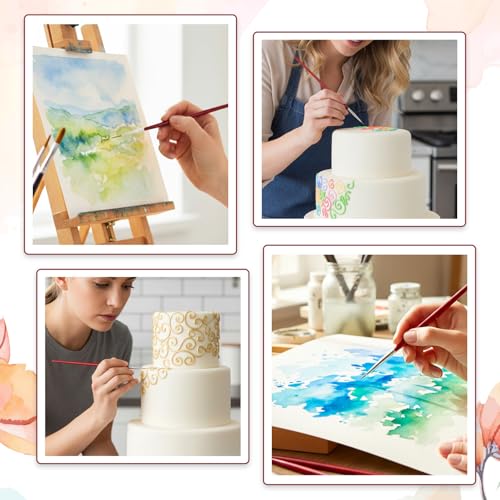 7 Pcs Rigger Artist Paint Brush, Highly Flexible Paint Brushes Extra Long Fine Point Tip Pinstriping Scroll Outlining Brush Fine Detail Paintbrushes for Watercolor Oil Gouache Pastry Cookie