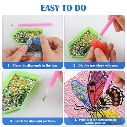 Leixonl Diamond Art Kits for Kids with Framed (7 in) Cartoon Animals DIY Gem Art Painting - Arts & Crafts Gifts for Beginners & Teens (1p-6-in-butterfly) - color: Butterfly
