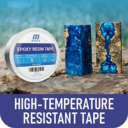 Midiza Epoxy Resin Tape 2" x 246 ft High Temp Release Tape for Molds | Tape Mold Release for River Tables & Crafts, High-Temp Silicone Easy-Peel Release Tape