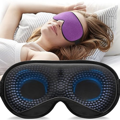 YFONG Weighted Sleep Mask for Women Men, 3D Light Blocking Eye Mask, Purple - color: Purple