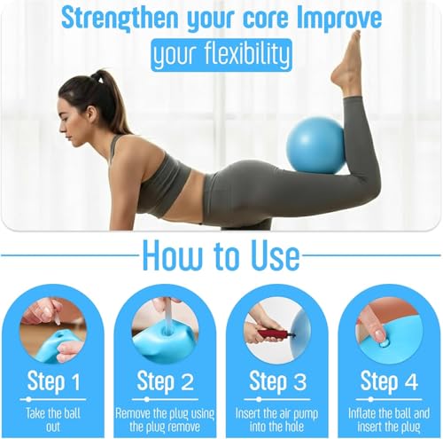 AMAVIK Pilates Kit 15-Pieces Home Workout Set with 5 Resistance Bands, Pilates Ring and Ball Set with Accessories-A Complete Pilates Set for Women to Improve Strength, Flexibility and Balance Body - color: Blue