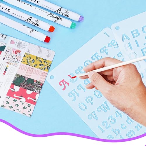 40 Pcs Letter Stencils for Painting,Alphabet & Number Templates for Journal | Letter & Number Stencils, 6 Size Options From 0.3 To 1.45 Inch, Reusable Pet Plastic, Ideal For Journaling, Scrapbooking
