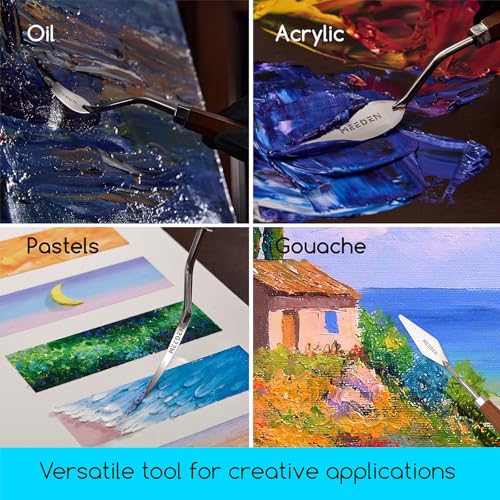 MEEDEN Artist Paint Palette Knife: 9.49" Flexible Stainless Steel Art Spatula Knife with Wooden Handle - Art Supplies for Oil Acrylic Gesso Canvas Painting, #15 - style: #15