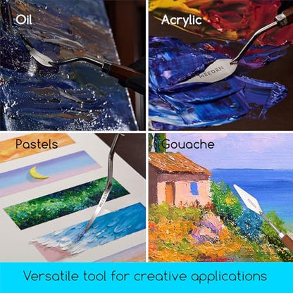 MEEDEN Artist Paint Palette Knife: 9.49" Flexible Stainless Steel Art Spatula Knife with Wooden Handle - Art Supplies for Oil Acrylic Gesso Canvas Painting, #15 - style: #15