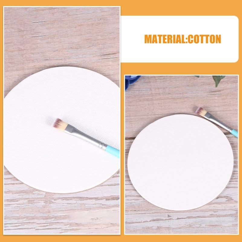 Toddmomy 8 Pack Round Blank Canvas Boards 3.93 Inch Cotton Canvas Panels for Oil Painting Acrylic Painting Watercolor Artist Boards for Kids DIY Crafts