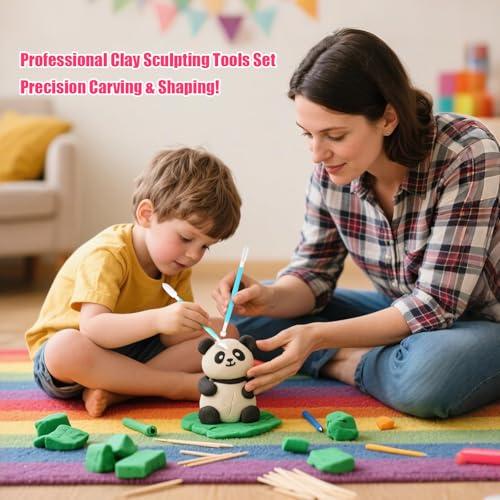 Clay Tools, 9Pcs Air Dry Clay Tool Polymer Clay Tools, Double-Ended Safe Ultralight for Beginner