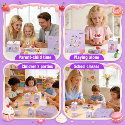 Air Dry Clay Kit -12 Desserts Modeling Clay for Kids Arts and Crafts | Ultra Light & Soft,Safe & Non-Toxic,No-Sticky & Crack,DIY Molding Clay with Sculpting Tools,Party Favors Gifts for Girls Boys - color: #06Purple- Dessert House