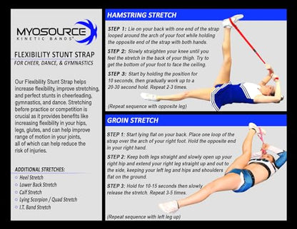 Myosource Kinetic Bands Cheerleading Flexibility Stunt Strap - Improve Stretching and Stunts for Cheer Dance Gymnastics & Physical Therapy – Stocking Stuffers Present for Kids Girls Adults - 12 Colors - color: Teal