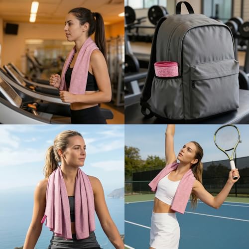 2 Pack Quick Dry Camping Towel Lightweight,Fast Drying Microfiber Travel Towel for Face Hand Neck Hiking Fishing Tennis Cycling(Light Pink, 2 Pack S(15.5X31 Inch) - color: Light Pink, size: 2 Pack S(15.5X30 Inch