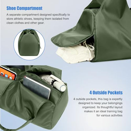 Forestfish Gym Bag For Women With Shoes Compartment & Wet Dry - color: Army Green