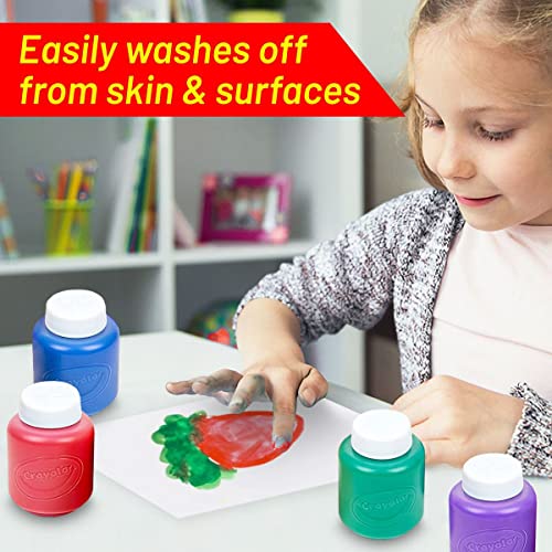 Kids Painting Set, 10 Count Washable Finger Paints for Toddlers Gift Bundle | Includes 10 Tempera Paints (2 oz EA), 10 Paint Cups, 10 Brushes, Art Smock Non-Toxic & Mess-Free Art Kit Spill Proof Paint