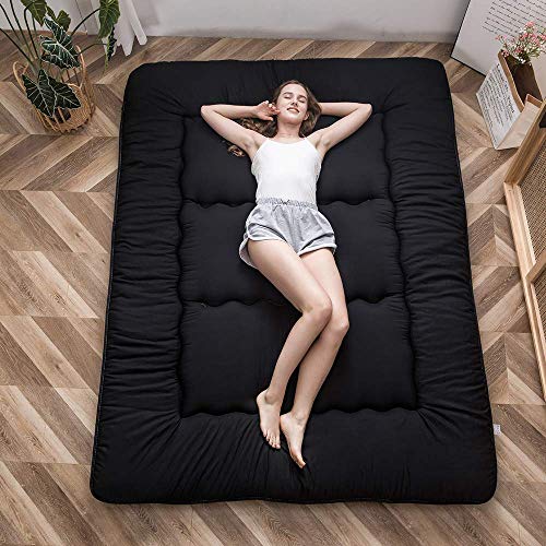 MAXYOYO Japanese Floor Mattress 4" Thick King Size Foldable Futon Mattress - color: Black, size: King