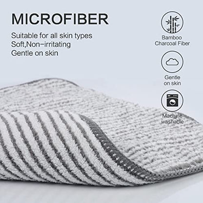 Microfiber Face Towels Soft Washcloths 12Inch x 12Inch 6 Pack Stripe - color: Grey Stripes
