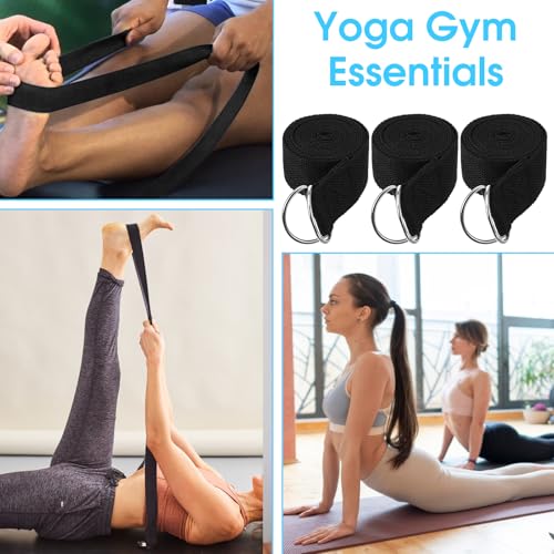 12 Pcs Yoga Strap 6Ft Exercise Stretch Bands for Flexibility with Adjustable Metal D Ring Buckle Loop Stretch Strap Non Elastic Yoga Belt Yoga Exercise Adjustable Straps for Pilates