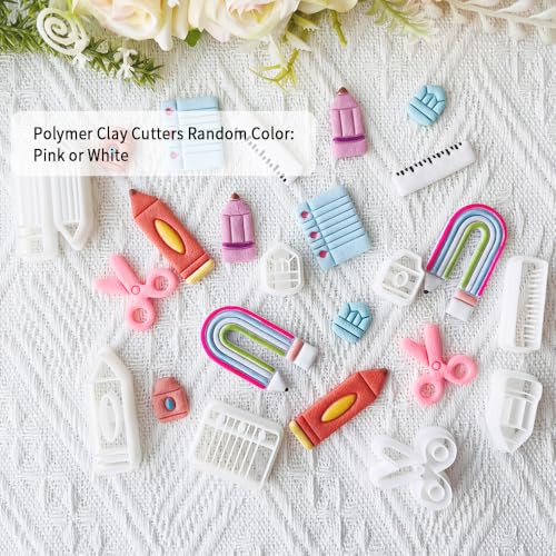 School Supplies Polymer Clay Cutters Set – Molds, Clay Cutters for Polymer Clay, Clay Earring Tools - color: O color