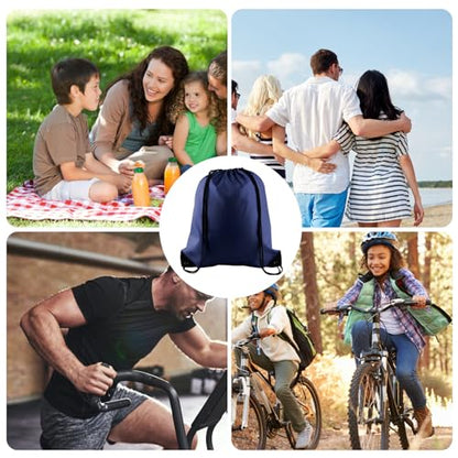 KUUQA 12Pcs Navy Blue Drawstring Backpack Bags - color: Navy Blue
