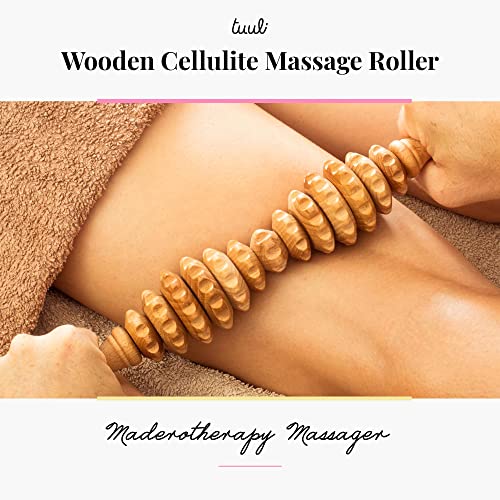 Tuuli Accessories - Oval Wooden Massage Roller, Multi-Functional Body Roller for Cellulite, Muscle Tension and Skin Health Support, Natural Massager for Women and Men