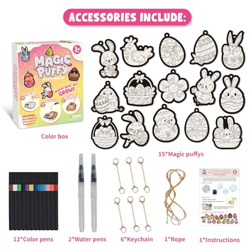 Artnedu Magic Puffy Paint 3D Art,Cute Bunny Theme,Ages 4-10 | Mess-Free Paint by Number Craft for Kids,DIY Color & Inflate Activity, Creative holiday gifts suitable for boys and girls - color: Easter
