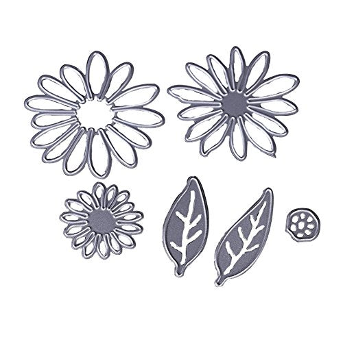 Flower Cutting Dies Metal Dies for Card Making Stamps Embossing Stencil Scrapbooking Album Paper DIY Crafts Decor (6 Pieces) - style: Flowers and leaves