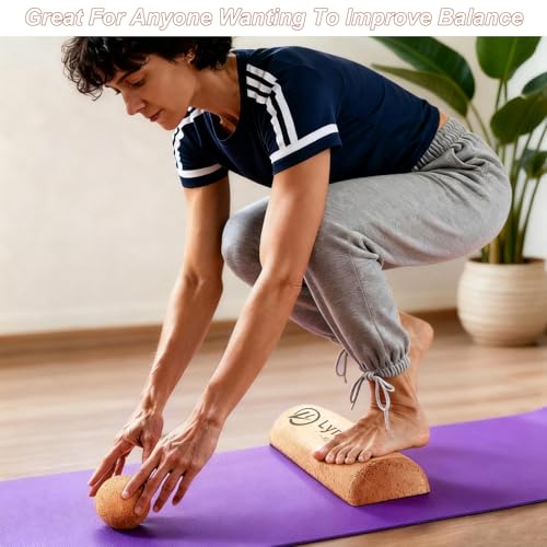Cork Balancing Board Foot Restoration and Balance Kit with Massage Ball & Resistance Bands – Plantar Fasciitis Recovery, Improve Foot Health | Sports & Outdoors Balance Boards