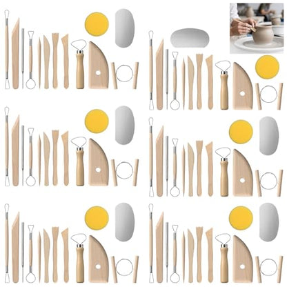 Clay Modeling Tools Kit 78-Piece, Stainless Steel & Pine Wood Clay Sculpting Tools for Carving, Trimming, Shaping, Smoothing - Pottery Tool Set for Beginners & Pros