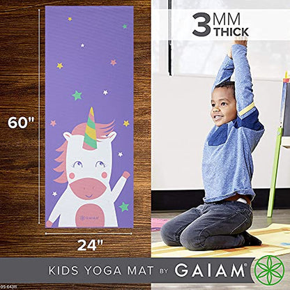 Gaiam Kids Printed Yoga Mat, Non-Toxic, Fun Design, 3mm - color: Twinkle Toes