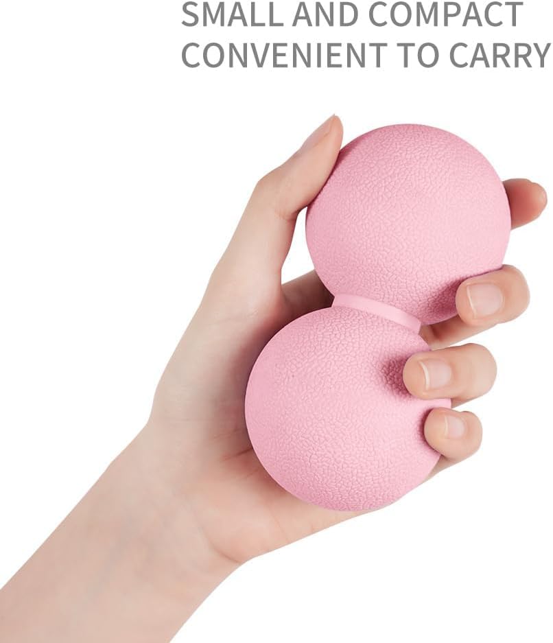 Double Lacrosse & Micro-Elastic Peanut Massage Ball - Myofascial Release Tool for Muscle, Back, Foot, and Physical Therapy, Mobility Roller for Acupressure and Relaxation (Pink) - color: Pink