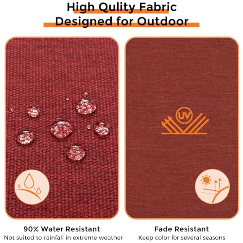 Magpie Fabrics Outdoor Tufted Seat Cushion 19"x19" Set of 2 (Dark Red) - color: Dark Red