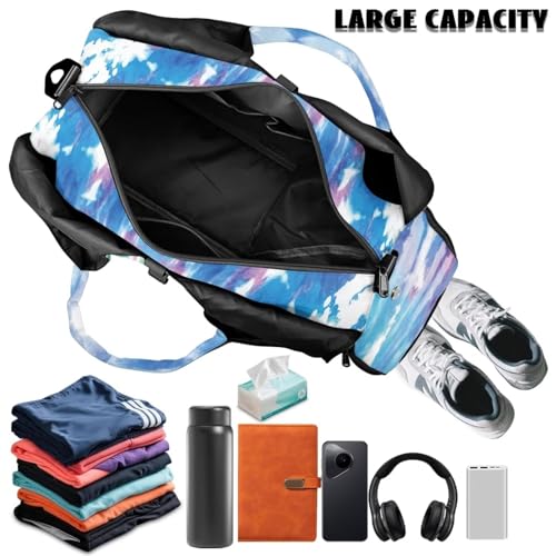 Yoga Mat Bag for Men Women Canvas Yoga Mat Carrier Take In Out Mat Easily for Beach Swim Bags Pool Sports Gym - color: Blue Tie-Dye