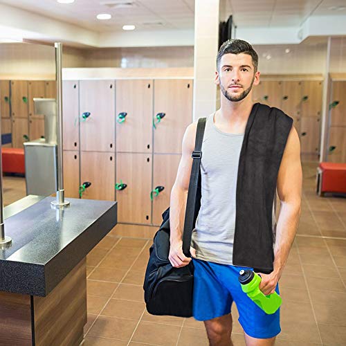 SUNLAND Microfiber Gym Bath Towels for Men Momen 24x48In - color: Black X 2