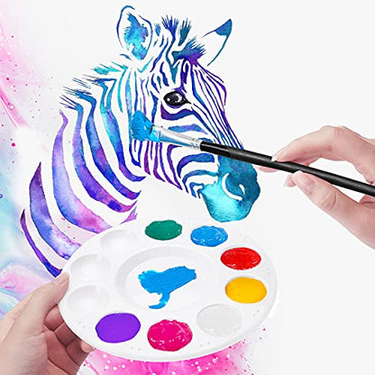 Hutou 6 Pack Paint Tray Palettes, Round, White | Plastic Paint Pallet for Kids Art Painting Palette for Painting or DIY Craft Class - color: 6 Pack