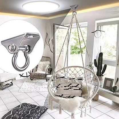 BeneLabel Stainless Steel Heavy Duty Swing Hanger Ceiling Mount 1600 LB Capacity Swing Hardware for Swing Seat, Yoga, Heavy Bag, Porch Swing, Hanging Chair with 2 Screws and 2 Expansion Bolts - color: Silver - 180° Swing Hanger (1 Pack)