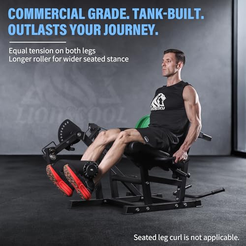 LIONSCOOL Leg Extension and Curl Machine V4.0, 800lbs Weight Capacity | Seated Leg Extension, Lying/Prone Leg Curl, 2-Inch Plate Loaded Cable Strength Training Equipment, Home Gym Thigh Workout